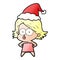 A creative gradient cartoon of a girl pouting wearing santa hat