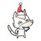 A creative gradient cartoon of a hungry wolf wearing santa hat