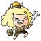 A creative gradient cartoon of kawaii viking child