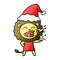 A creative gradient cartoon of a roaring lion girl wearing santa hat