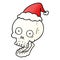 A creative gradient cartoon of a skull wearing santa hat