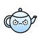 A creative gradient shaded cartoon angry tea pot