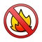 A creative gradient shaded cartoon no fire allowed sign