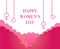 Creative greeting card design for International Women's Day celebrations with pink horizontal text 8 March and feminine