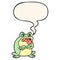A creative grumpy cartoon frog and speech bubble in comic book style