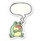 A creative grumpy cartoon frog and speech bubble sticker