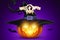 Creative Halloween Background. Halloween party lettering and pumpkin image. Scary Jack. Illustration for the website. Copy space,