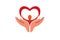 Creative Hands holding human body with Heart Symbol Logo