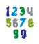 Creative handwritten colorful numbers set from 0 to 10, g