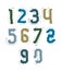 Creative handwritten colorful numbers set from 0 to 10, vector g