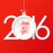 Creative happy new year 2016 text design with christmas ball. Happy new year hand drawn text design.