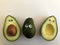 Creative healthy food concept, avocados with google eyes