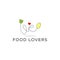 Creative healthy Food lover logo designs with single line fork and spoon vector illustration