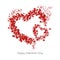 Creative heart shapes made by tiny hearts on white background for Happy Valentine`s Day.