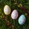 Creative holiday decoration colorful eggs with bunny faces, DIY