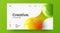 Creative horizontal website screen part for web design. 3D colorful balls geometric banner layout mock up.