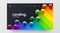 Creative horizontal website screen part for web design. 3D colorful balls geometric banner layout mock up.