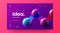 Creative horizontal website screen part for web design. 3D colorful balls geometric banner layout mock up.