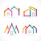 Creative house abstract real estate icons set