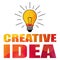 Creative idea concept illustration. Colorful lightbulb. Vector icon.