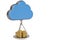 Creative idea and inspiration Cloud and gold coins on weighing d