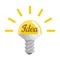 Creative idea in light lamp shape as inspiration concept. Effective thinking concept. Bulb icon with innovation idea