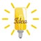 Creative idea in light lamp shape as inspiration concept. Effective thinking concept. Bulb icon with innovation idea