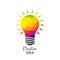 Creative idea multicolored low-poly light bulb.