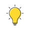 Creative idea and solution concept. Electric lamp icon with rays. Knowledge, problem solution, creative idea and thinking