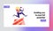 Creative Idea Startup Project Website Landing Page. Business Man Jumping over Barrier Holding Huge Glowing Light Bulb
