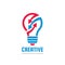 Creative idea - vector logo template concept illustration. Lightbulb and arrows icon. Electric lamp positive symbol.
