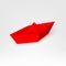 Creative illustration of 3d red paper ship leading among white isolated on background. Business leadership different boat art