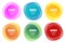 Creative illustration of colorful round abstract banners. Overlay colors shape art design. Fun label form. Paper style spot