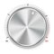 Creative illustration of dial knob level technology settings, music metal button with circular processing isolated on background.