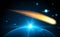 Creative illustration of flying cosmic meteor, planetoid, comet, fireball isolated on background. Fire ball art design. Armageddon