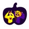 Creative illustration with funny frightening each other children in evil pumpkin, making horns