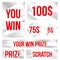 Creative illustration of lottery scratch and win game card isolated on background. Coupon luck or lose chance. Art design ripped