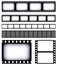 Creative illustration of old retro film strip frame set isolated on background. Art design reel cinema filmstrip template.