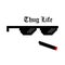 Creative illustration of pixel glasses of thug life meme  on background. Ghetto lifestyle culture art design. Mock up