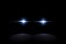 Creative illustration of police car silhouette headlights, blinking isolated on transparent background. Glowing headlamp. R