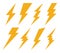 Creative illustration of thunder and bolt lighting flash icon set isolated on background. Art design electric thunderbolt.