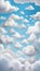 A creative imaginative image of white clouds forming shapes in the sky such as animals, faces, objects inspiring curiosity wonder