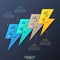 Creative infographic design layout, 4 multicolored lightnings