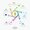 Creative infographic template - 6 multicolored spiral arrows pointing out of center