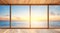 Creative Interior Concept: Oak Wood Room with Wide Beach Sunset Views.