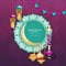 Creative Invitation Card design with illustration of different type food on purple background for Ramadan Kareem.