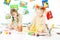 Creative Kids Painting, Little Girls Drawing Children Image