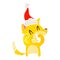 A creative laughing fox retro cartoon of a wearing santa hat
