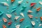 Creative layout made with Colorful background pattern made with little small paper airplanes