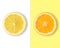 Creative layout made of lemon and orange.